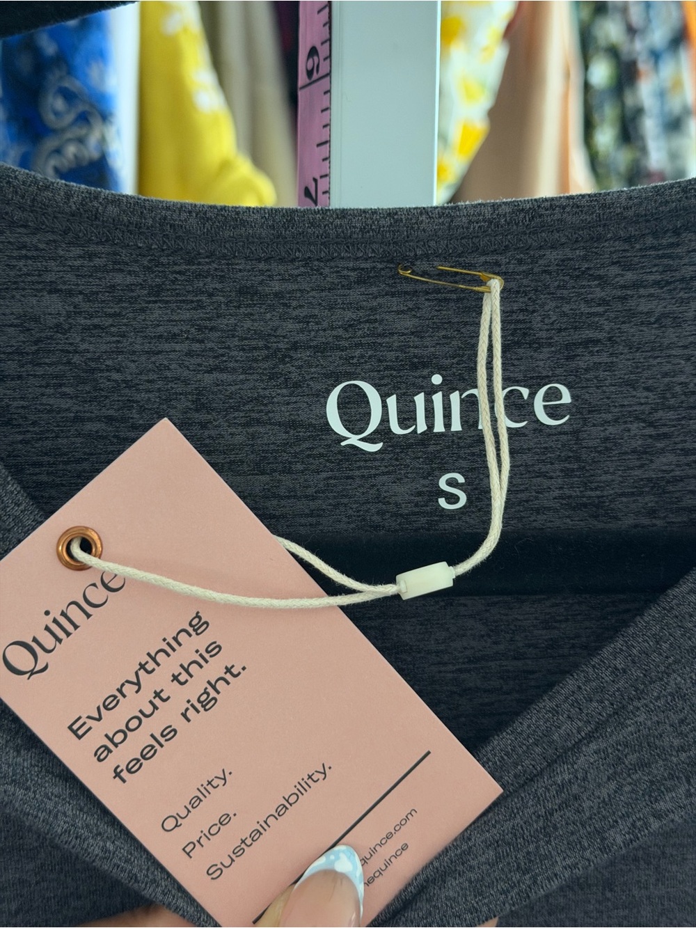 Quince Ultra-Soft Fitted Long Sleeve Top in Heather Charcoal Small NWT - Picture 7 of 10